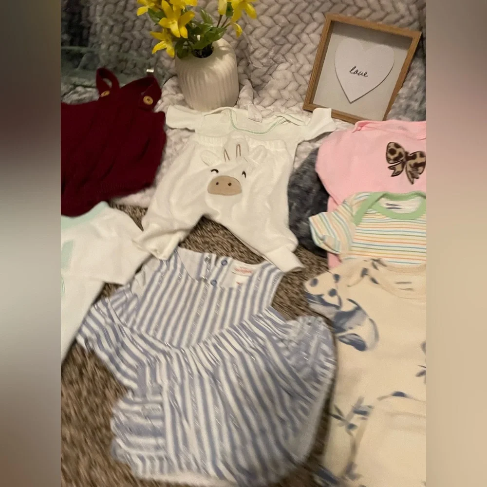 🎀  Baby Girl Clothing Bundle | Size 0–3 M | 10 Pieces | Carter’s, Gerber & More